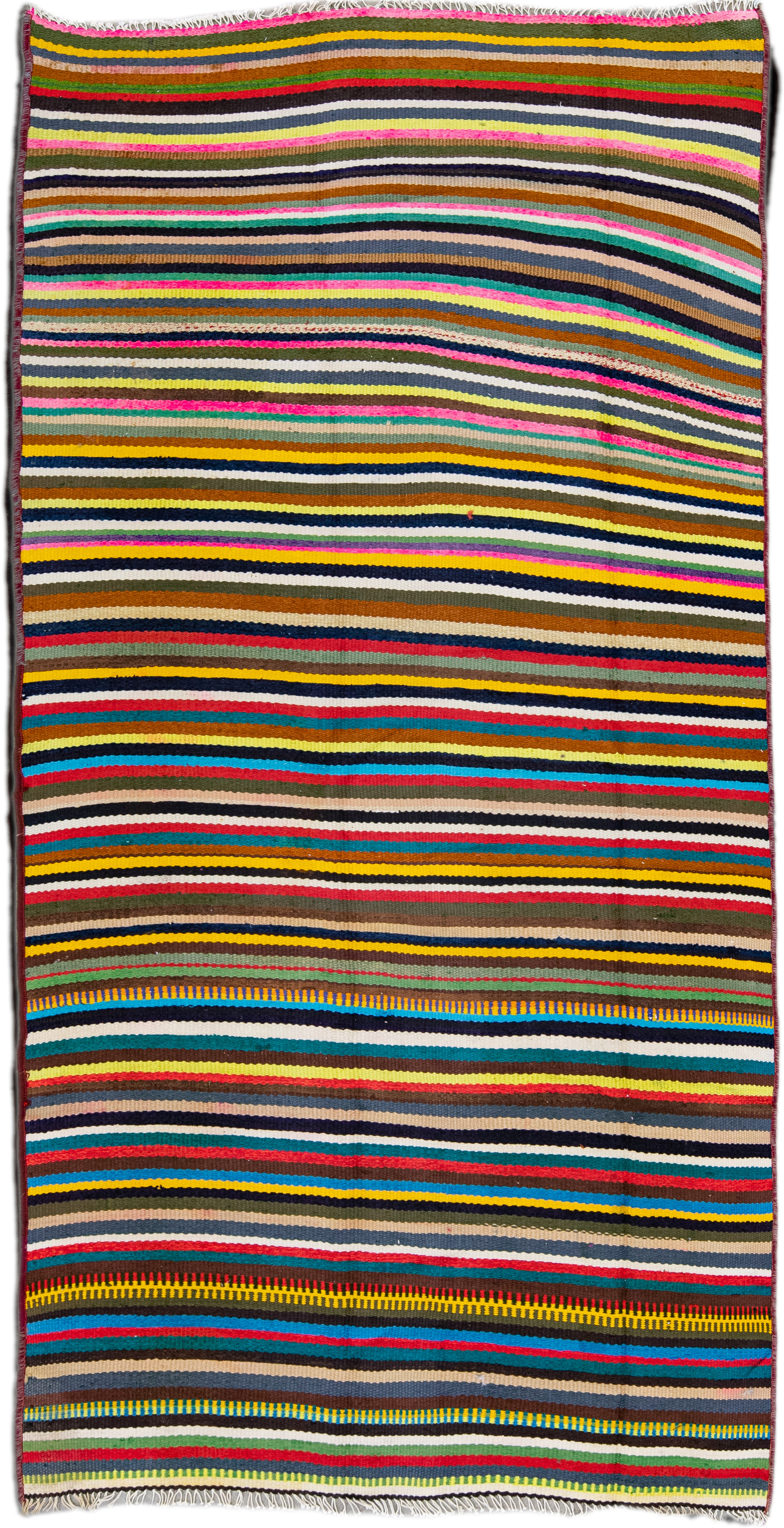 Vintage Kilim Striped Wool Runner~P77644195