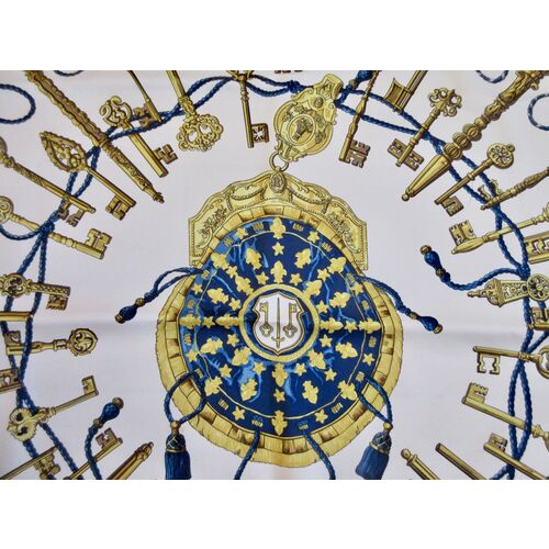 Les Cles or the Keys Hermes Silk Scarf in a Classic Colorway