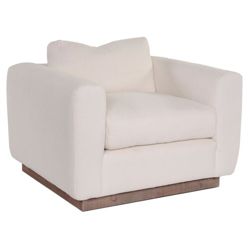 Furh Swivel Chair, Ivory Linen~P77458833~P77458833