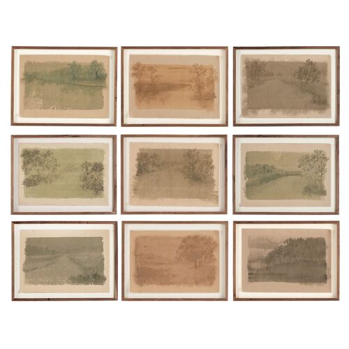 72" x 96" Daughters Of The Water Set Of 9 Gallery Wall, Rustic Walnut Frame 72" x 96" Daughters Of The Water Set Of 9 Gallery Wall, Rustic Walnut Frame
