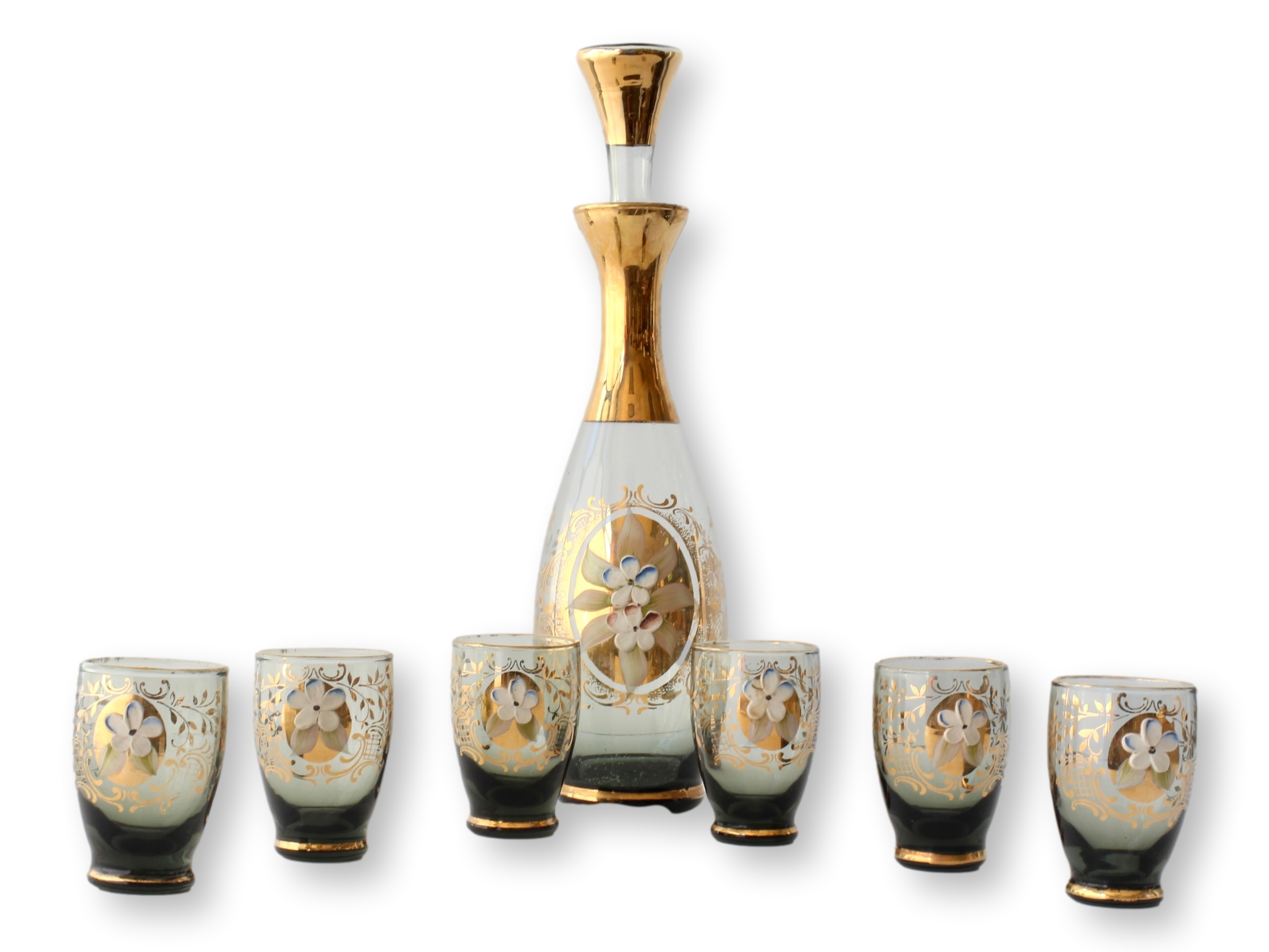 1950s Hand-Painted Boho Liqueur Set~P77708253