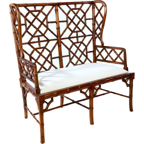 Tyra Wingback Chippendale Settee, Mahogany~P77654950