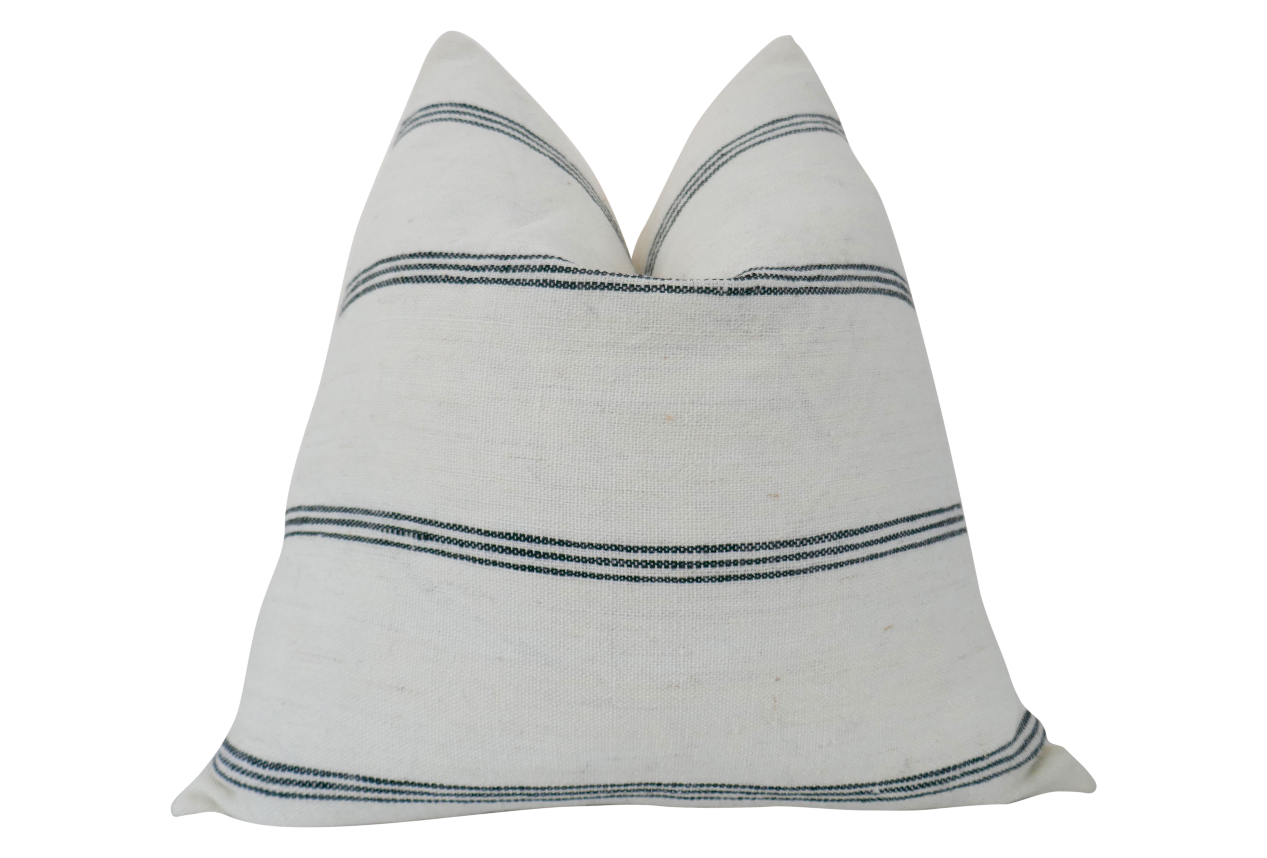Black Stripe & Natural Handwoven Pillow~P77664739