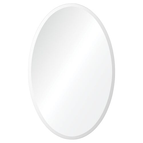 Frances Beveled Oval Wall Mirror, Mirrored~P45500886