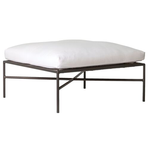Santara Outdoor Aluminum Modular Ottoman, Blanco/Smooth Charcoal Satin