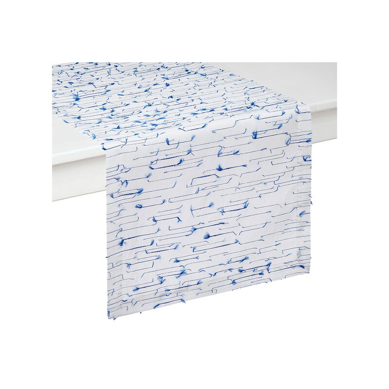 Amalfi Table Runner, Blue/White