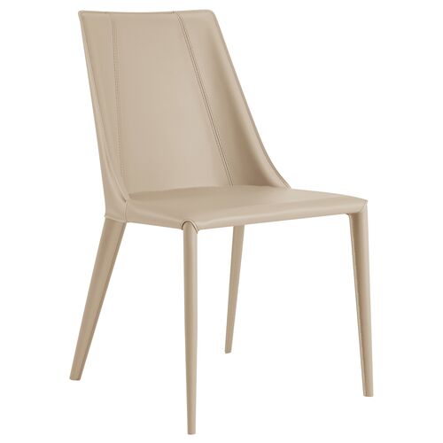 Leris Faux Leather Side Chair, Taupe