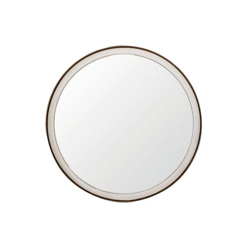 Fritz 36" Wall Mirror, White/Brass~P77305328