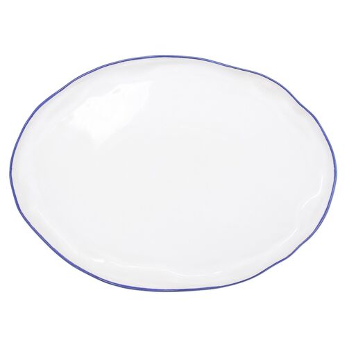Aurora Edge Large Oval Platter, White/Colbalt~P77580648