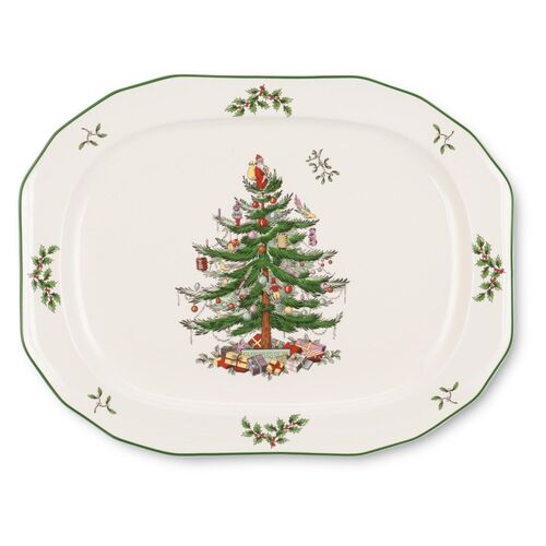 Spode Christmas Tree Scuplted Oval Platter, 14"~P40420929