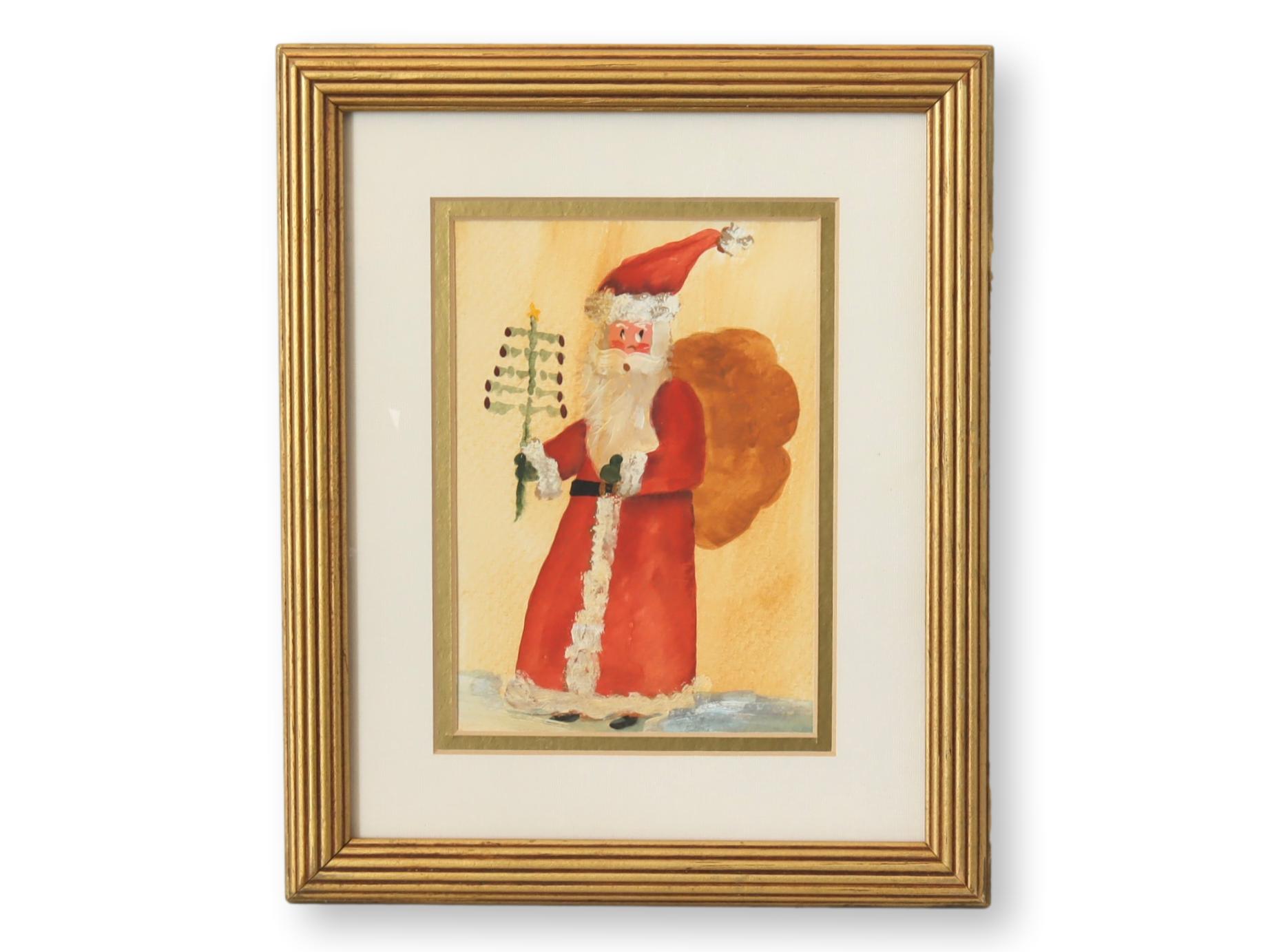 Christmas Folk Art Santa Watercolor~P77681892