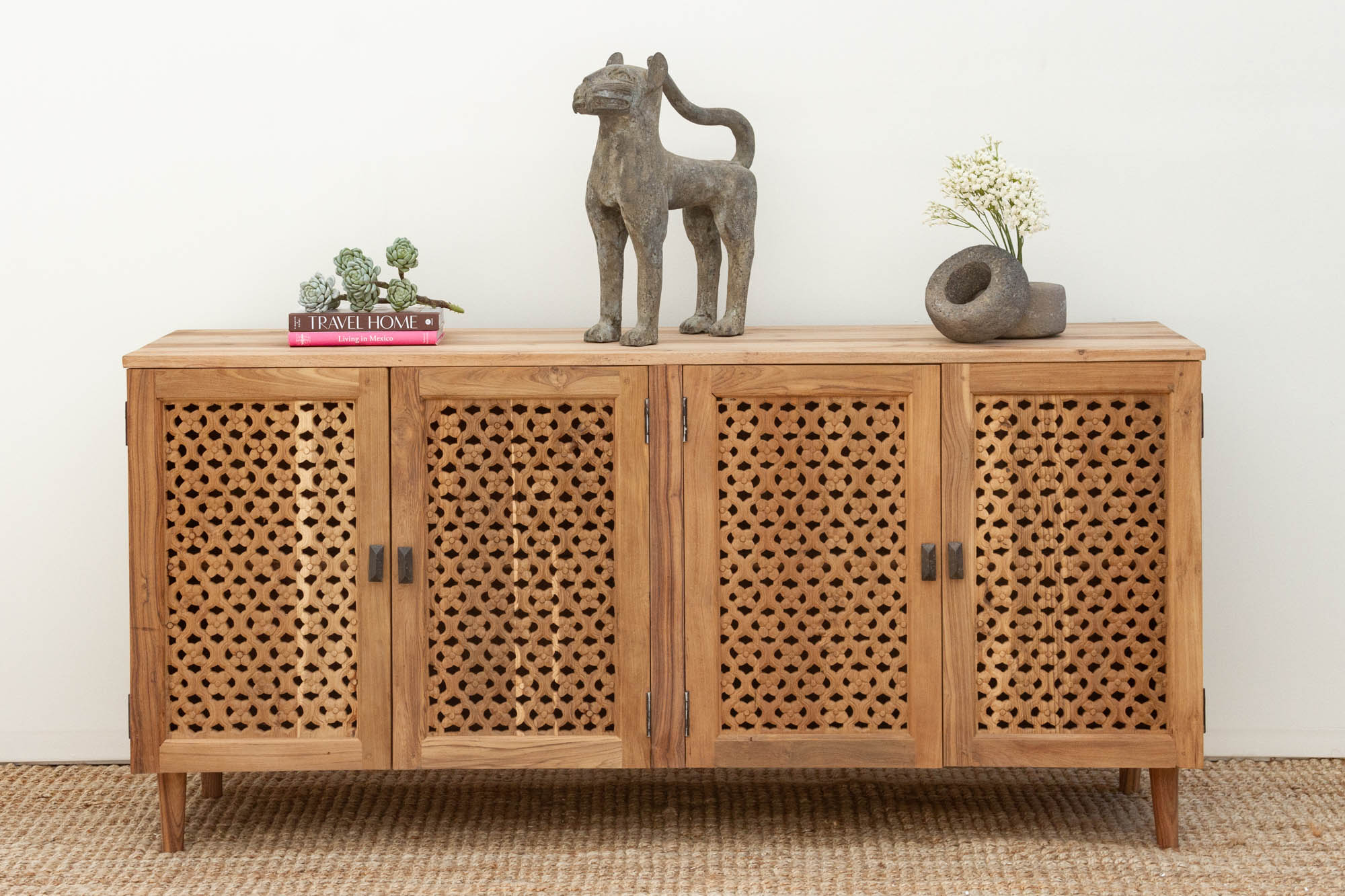 Reclaimed Carved Floral Jali Sideboard~P77698301