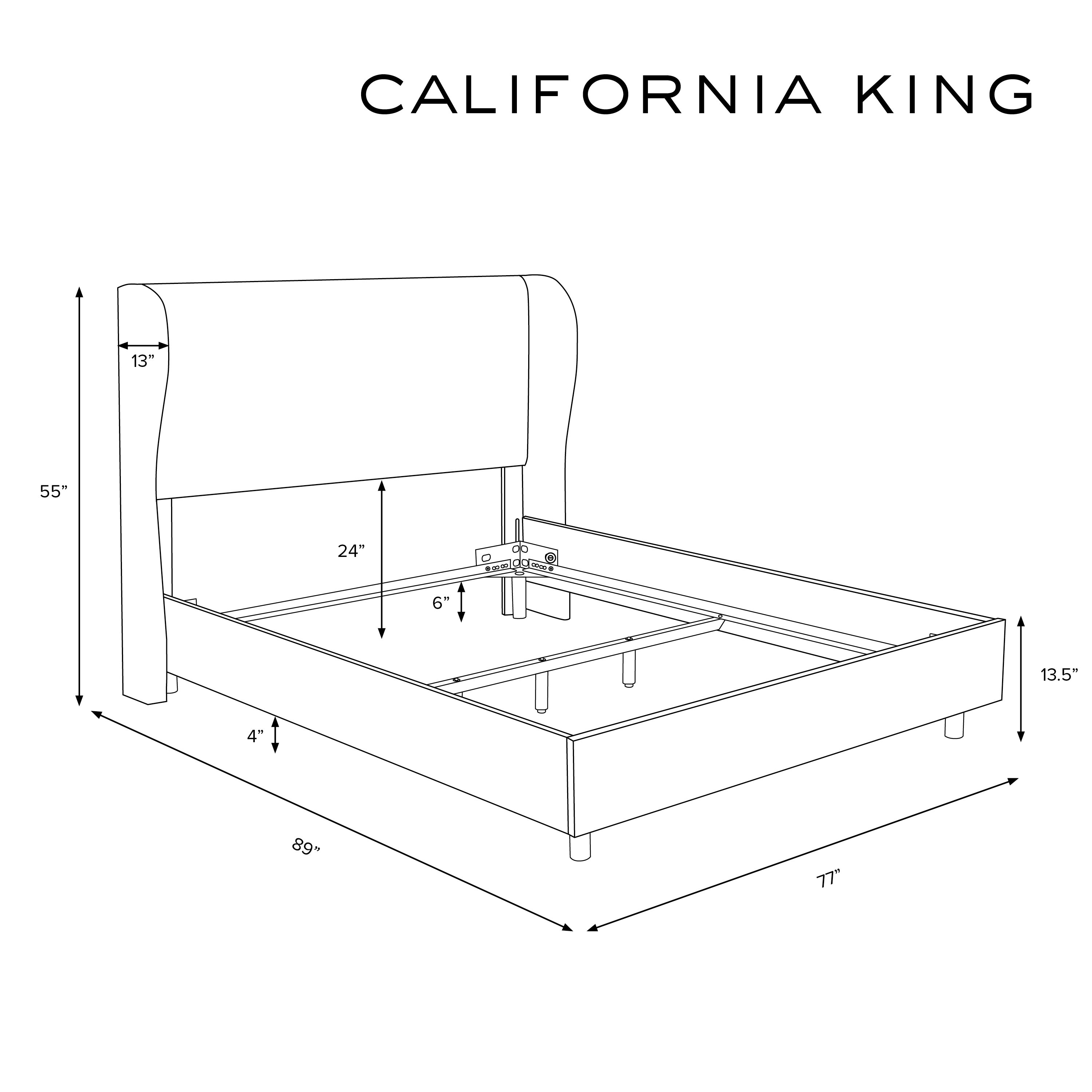 California King Bed Dimensions & Drawings