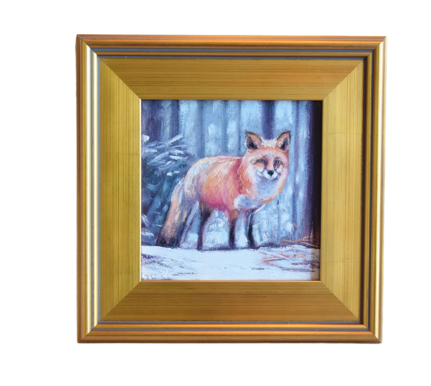 Red Fox Snowy Landscape Oil Painting~P77682030