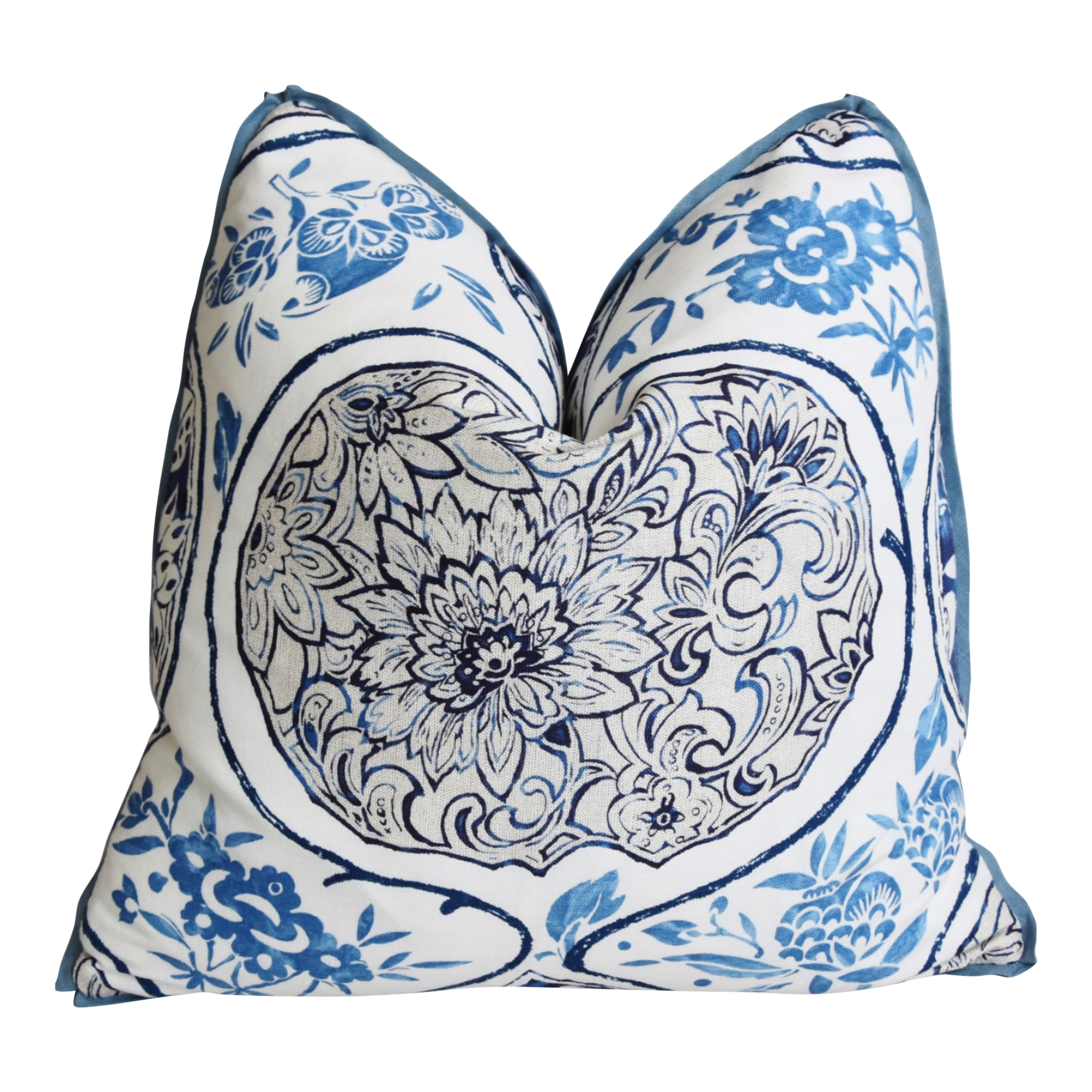 Schumacher Katsugi Blue Floral Pillow~P77667090