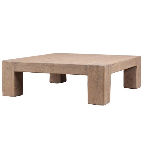 Kaelani 55" Square Coffee Table, Natural Reclaimed Pinewood