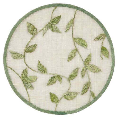 S/4 Straw Leaf Place Mat, Green~P77582952