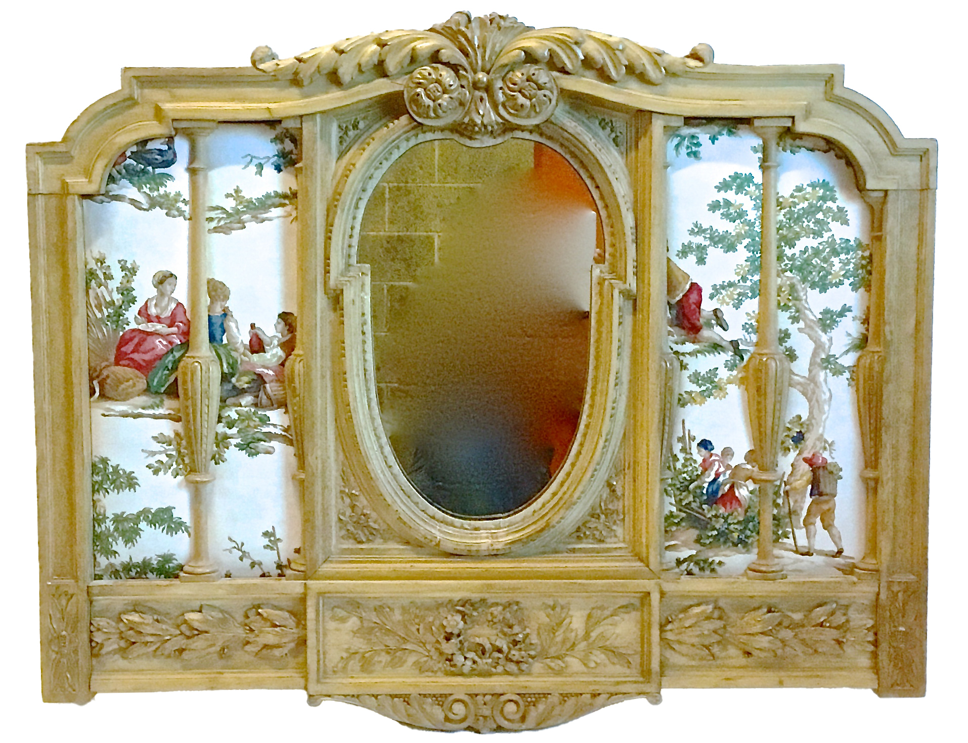 Antique Carved & Upholstered Wall Mirror~P77514662