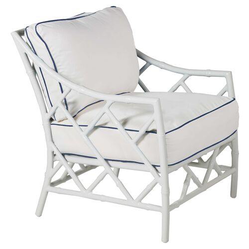 Kit Lounge Chair, White/Navy Welt~P77566949