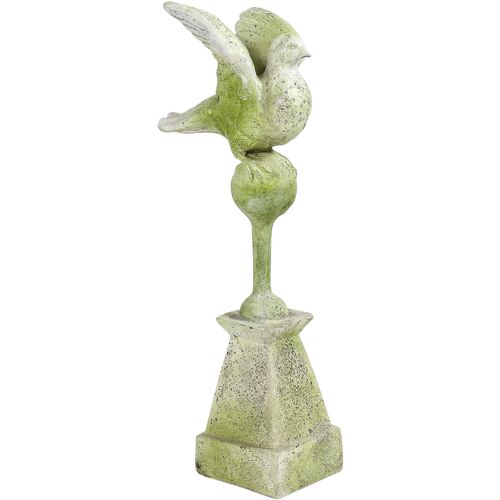 24" Dove Outdoor Finial, White Moss