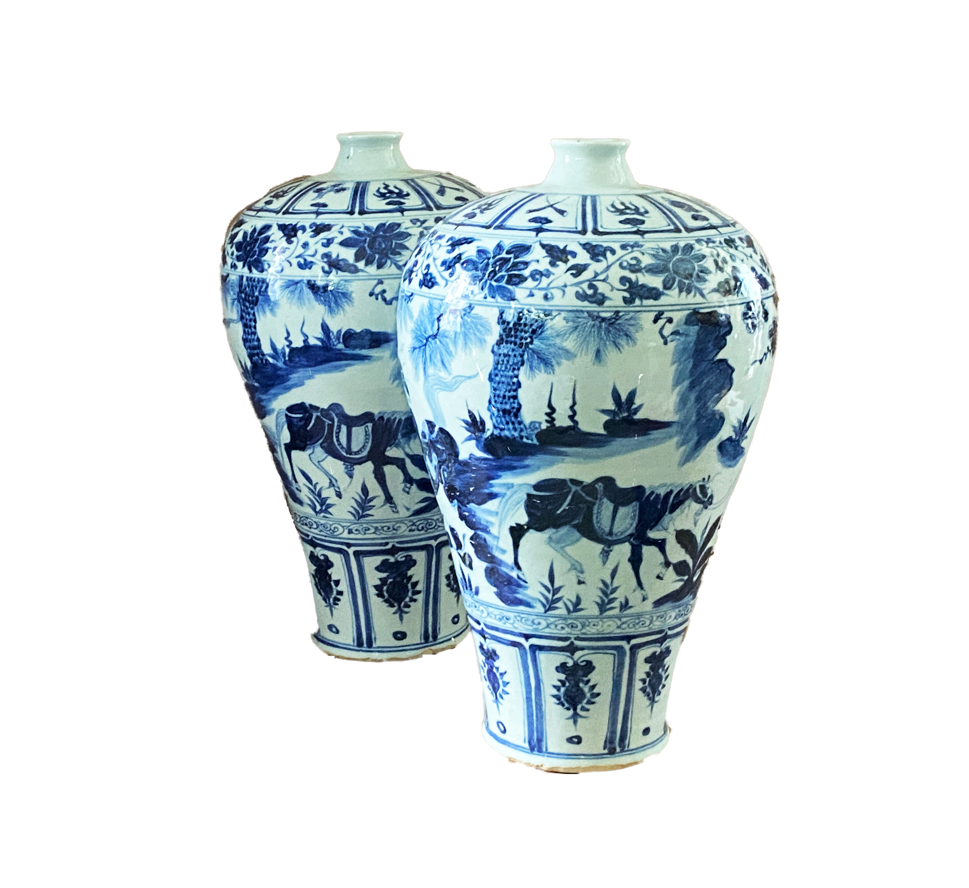 Chinoiserie B& W Meiping Plum Vases~P77605655