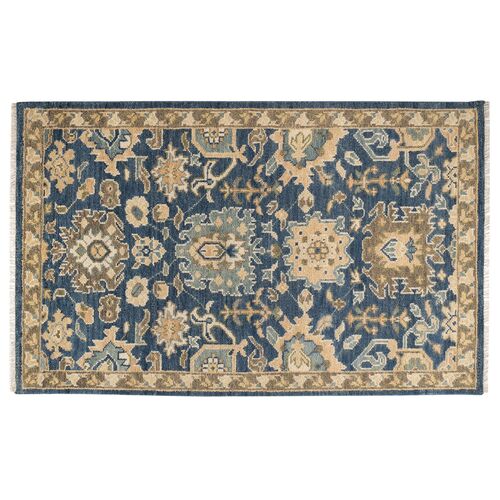 Camille Hand Knotted Wool Rug, Navy
