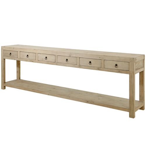 Capri Grand 6-Drawer Console, Weathered Natural 