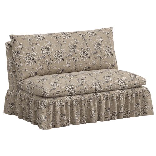 Thelma Ruffle Settee, Michigan Bird Toile