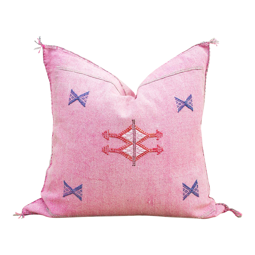 Rose Moroccan Silk Rug Pillow~P77662055