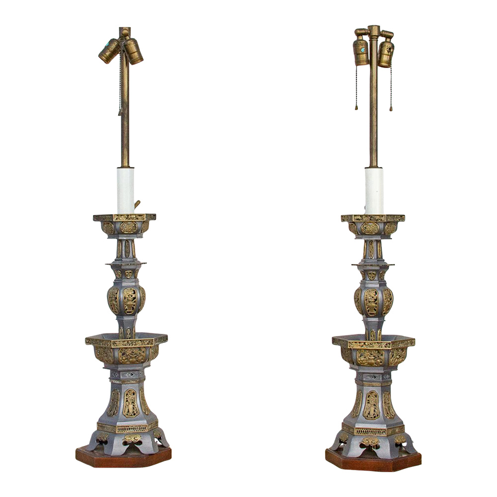 Pair of Tall Vintage Asian Table Lamps~P77660458