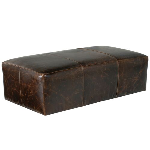 Augie Upholstered Leather Ottoman