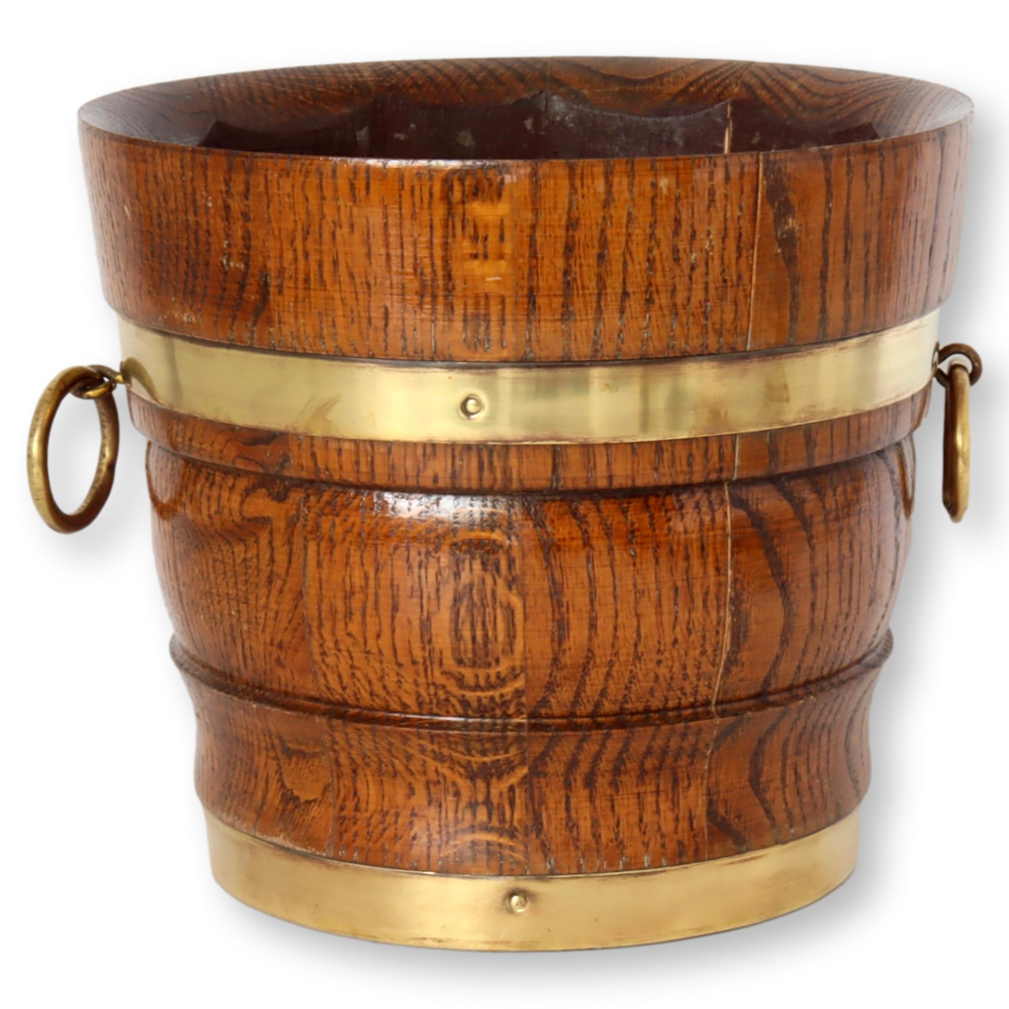 English Banded Oak Bucket/Planter~P77663008