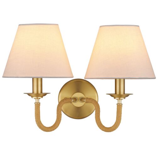 Adala Rope Wall Sconce, Natural/Brushed Brass