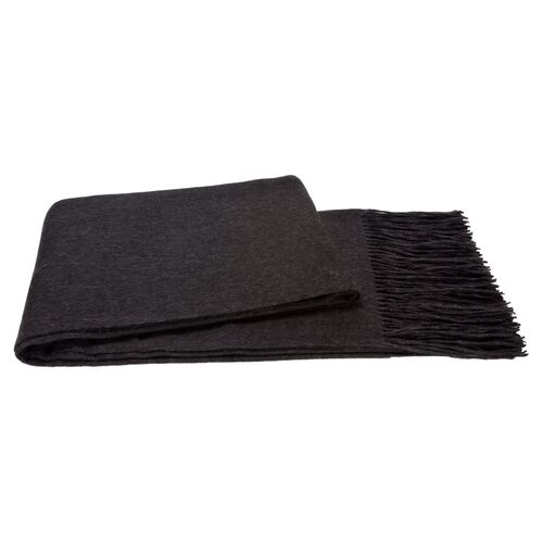 Solid Cashmere Throw, Charcoal Gray~P76816437