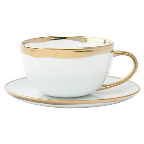 Dauville Teacup & Saucer, White/Gold~P77452324