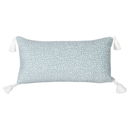 Nora 12"x23" Outdoor Lumbar Pillow, Aqua/White~P77650058