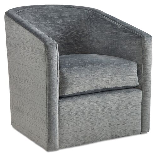 Monica Swivel Chair, Slate Blue Velvet~P77544086