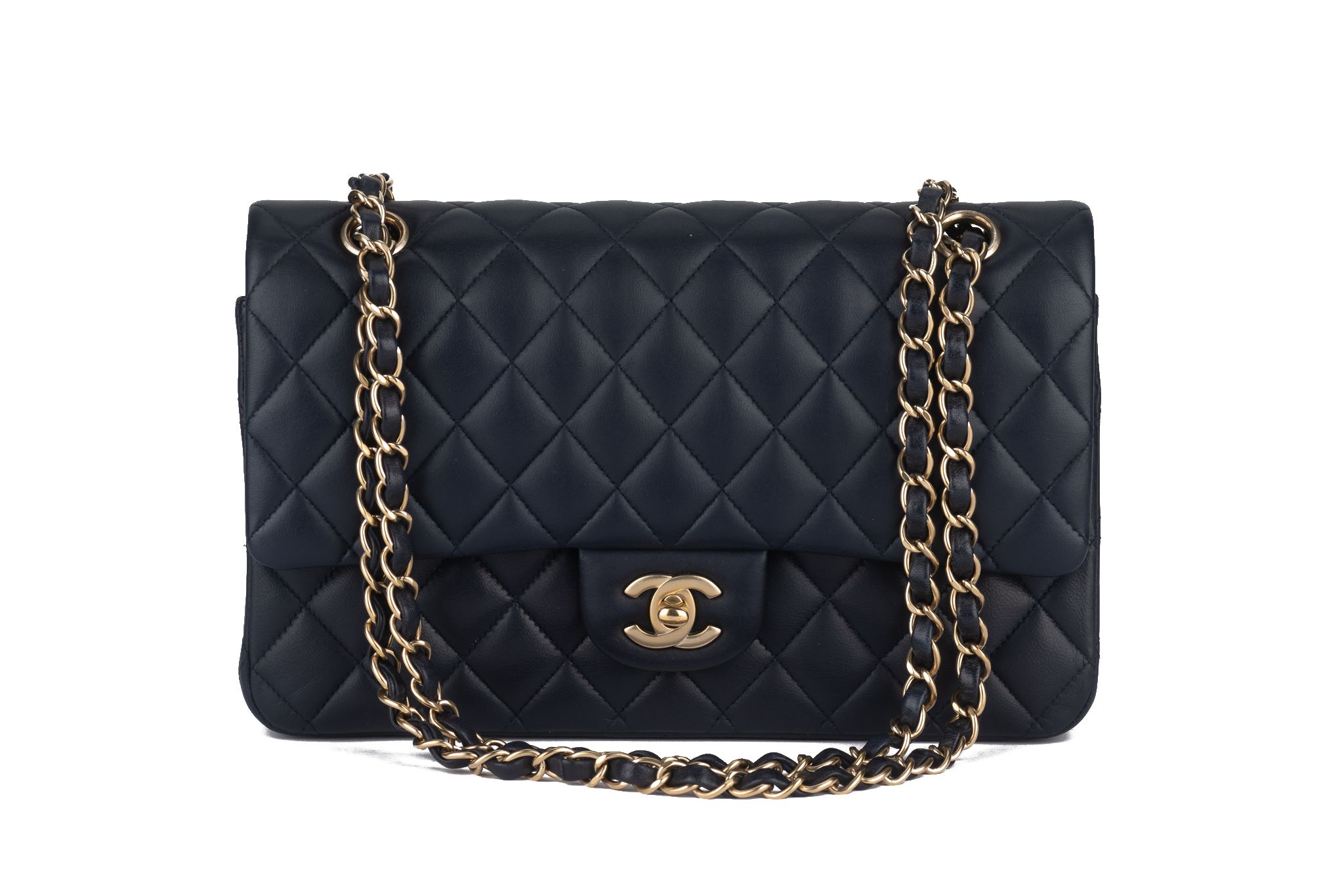 Chanel Navy Lambskin Double Flap Bag~P77716666