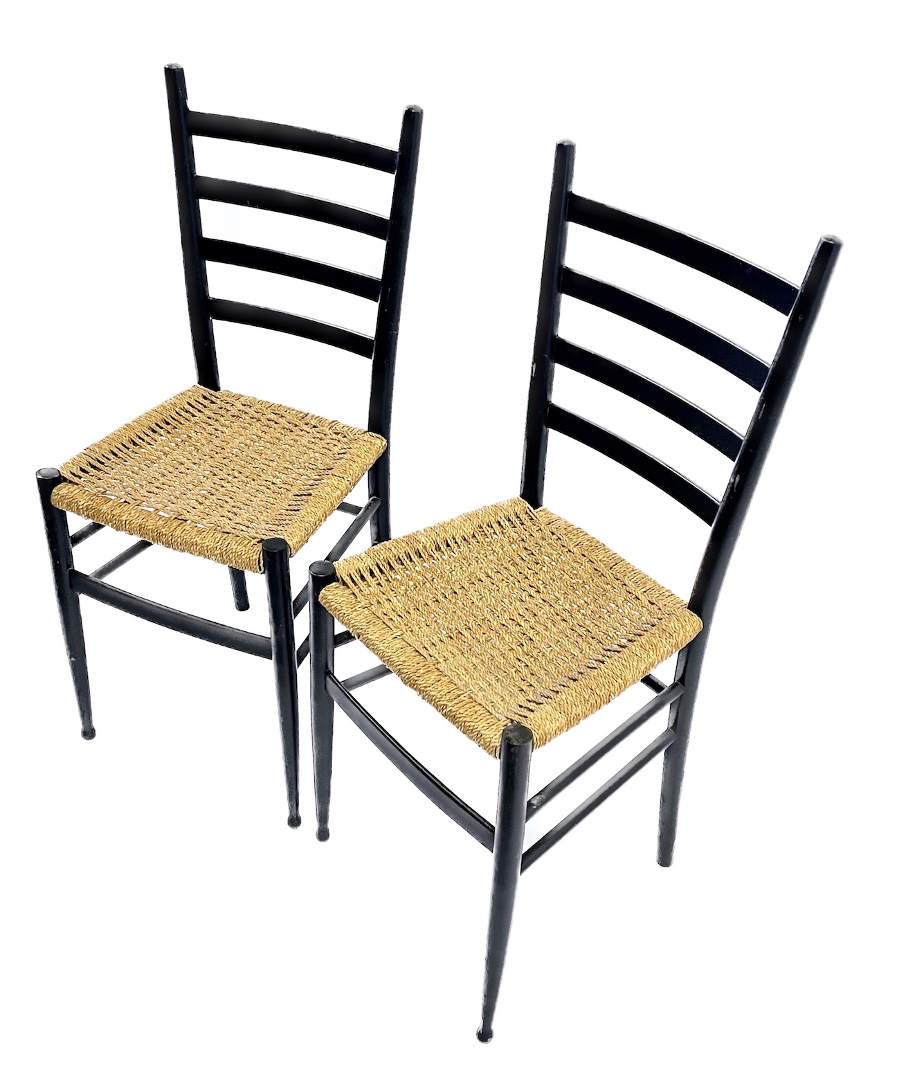 Italian MCM Tall Ladder Back/Hemp Chairs~P77690165