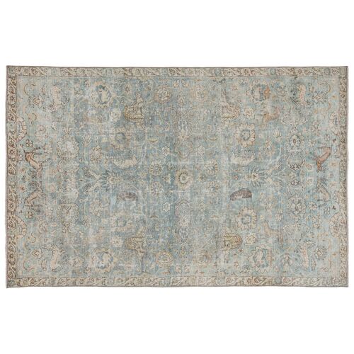 Stag Vintage Rug, Blue/Green
