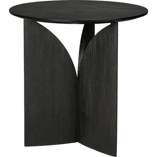 Fin Round Side Table, Black Teak~P111123577