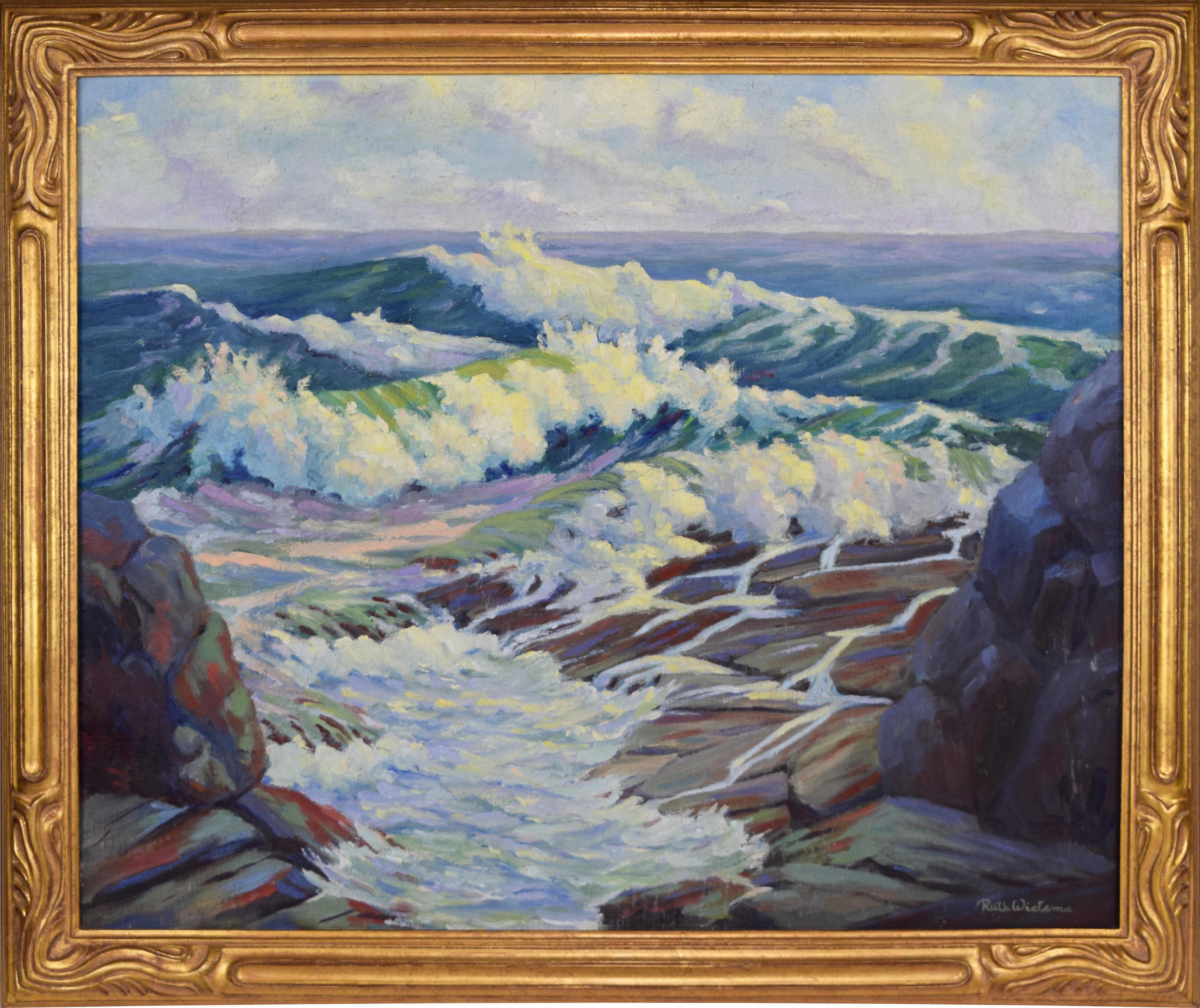 Vintage Rockport Seascape Oil Painting~P77597520