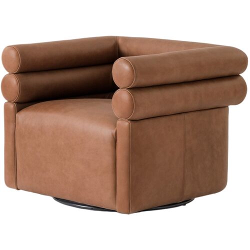 Phoenix Leather Swivel Chair, Palermo Cognac