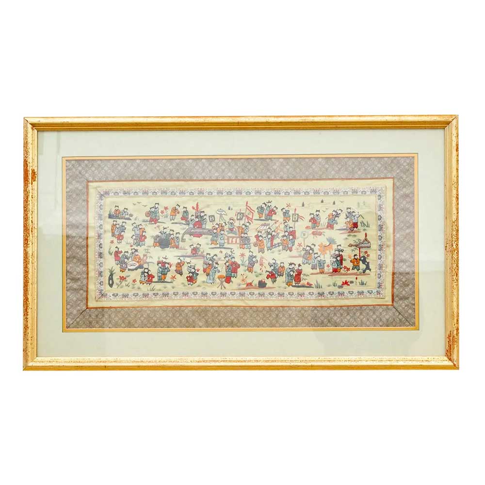 Antique Framed Procession Embroidery~P77717989
