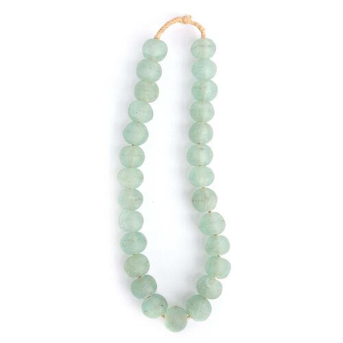 15" Ghanaian Glass Bead Strand, Opaque Green~P77534517