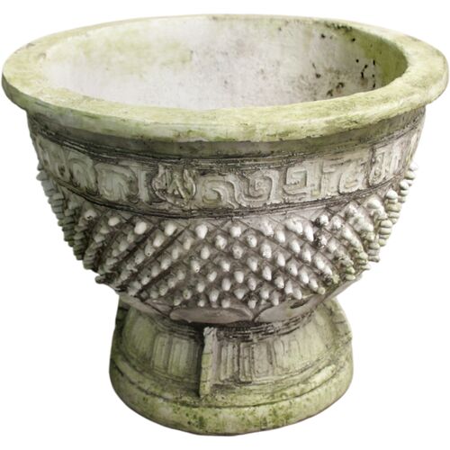 10" Eastern Oxidized Outdoor Planter, White Moss
