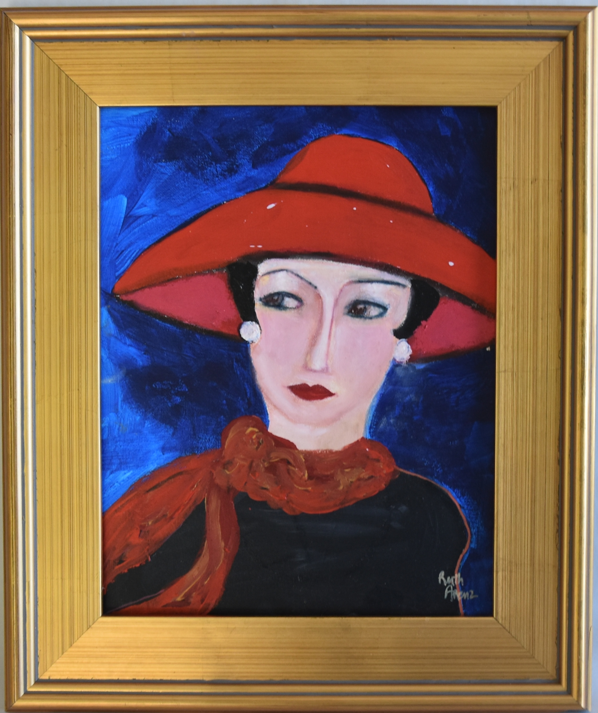 French Mademoiselle Red Hat Portrait~P77676227