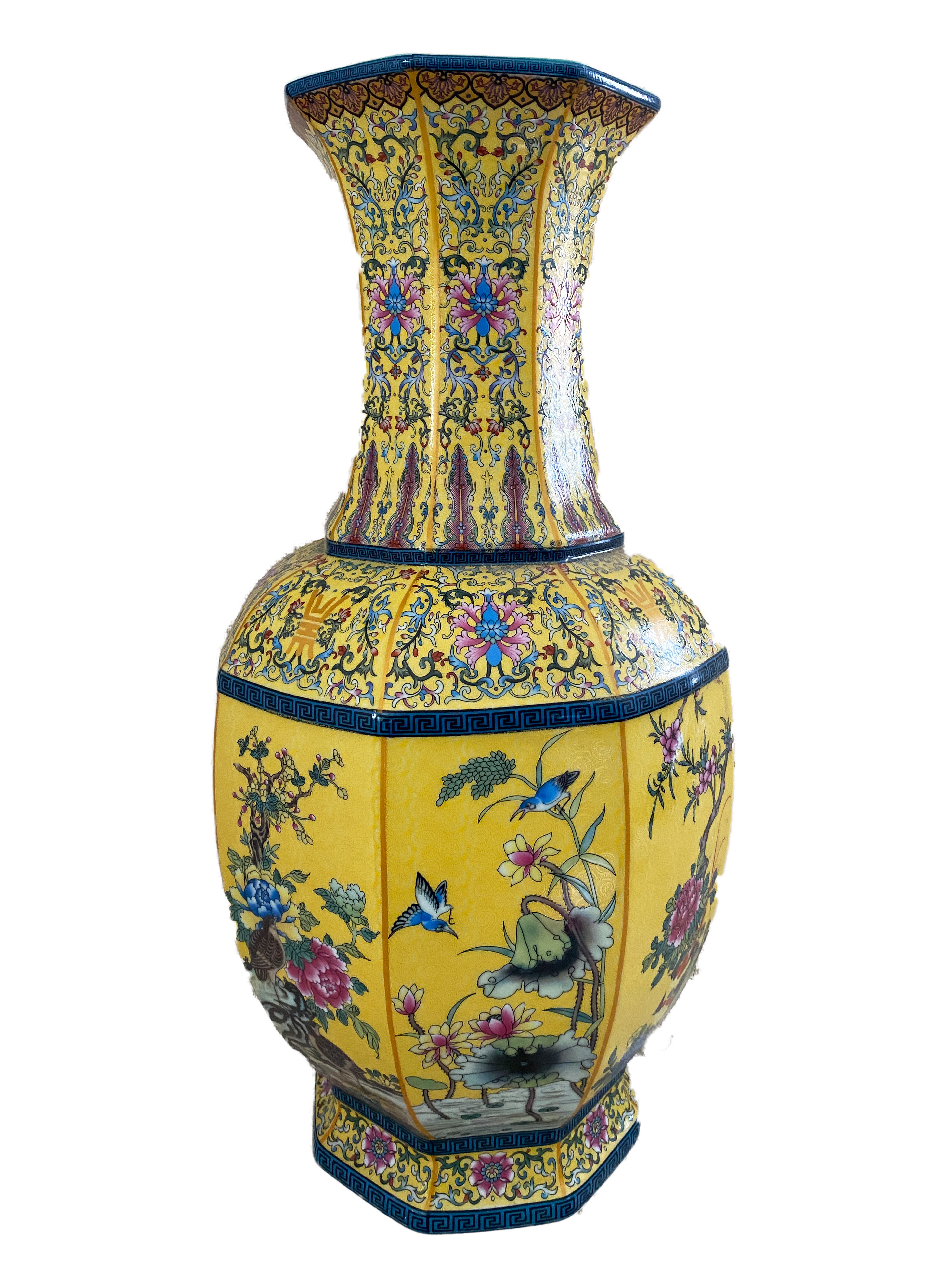 Famille Jaune Hexagonal Shaped Vase~P77605418