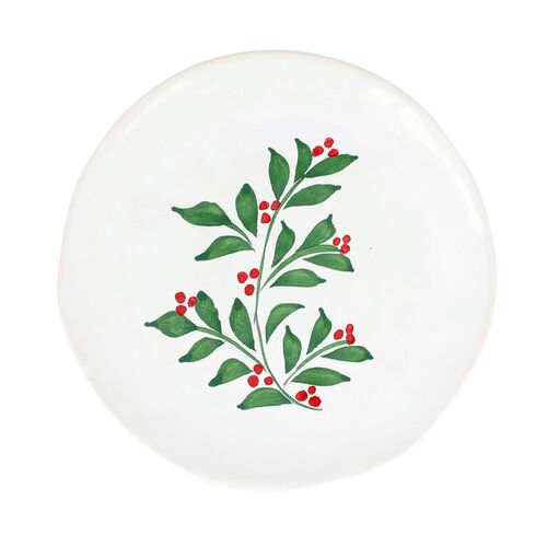 Aria Holiday Cocktail Plate, Green/White