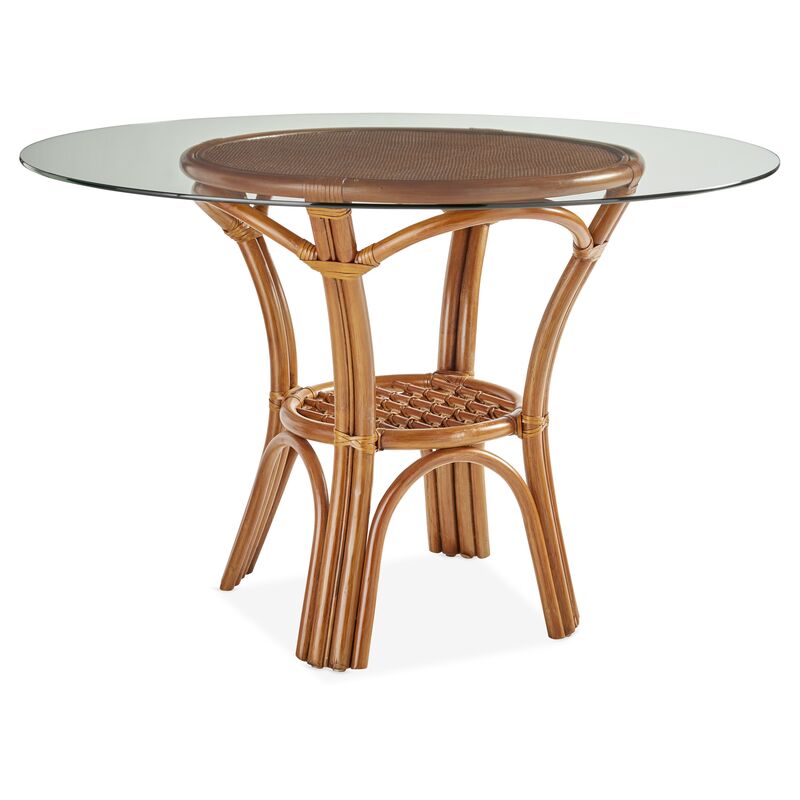 South Sea Rattan - Palm Harbor Rattan Round Dining Table, Natural | One ...